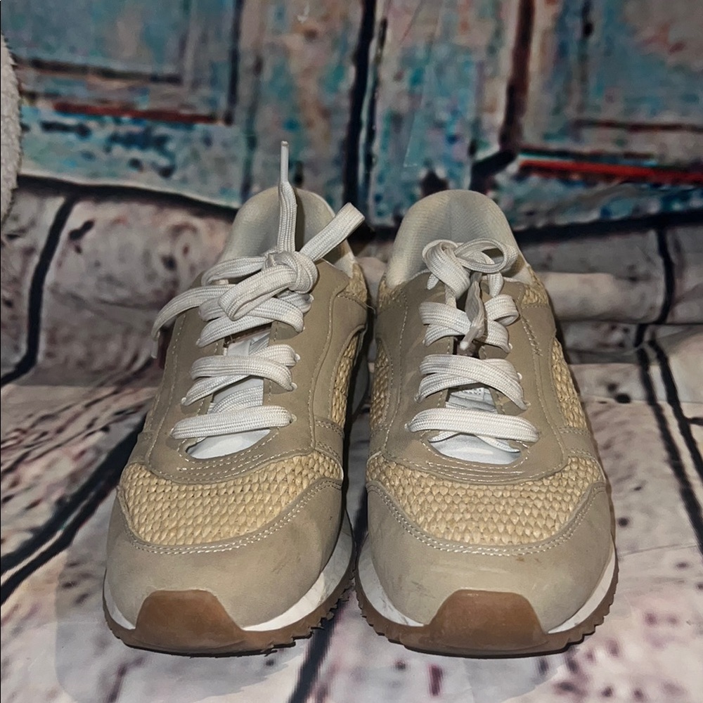 Steven made Men's Beige Casual Lace-Up Sneakers